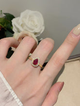 Load image into Gallery viewer, LUOWEND 18K Yellow Gold Real Natural Ruby and Diamond Gemstone Ring for Women