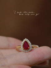 Load image into Gallery viewer, LUOWEND 18K Yellow Gold Real Natural Ruby and Diamond Gemstone Ring for Women