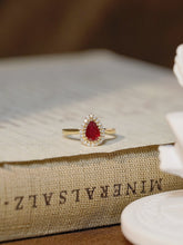 Load image into Gallery viewer, LUOWEND 18K Yellow Gold Real Natural Ruby and Diamond Gemstone Ring for Women