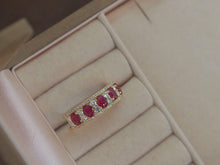 Load image into Gallery viewer, LUOWEND 18K Yellow Gold Real Natural Ruby and Diamond Gemstone Ring for Women