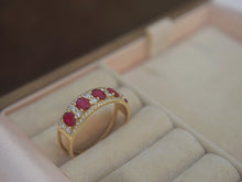 Load image into Gallery viewer, LUOWEND 18K Yellow Gold Real Natural Ruby and Diamond Gemstone Ring for Women