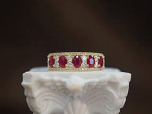 Load image into Gallery viewer, LUOWEND 18K Yellow Gold Real Natural Ruby and Diamond Gemstone Ring for Women