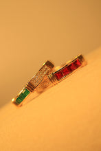 Load image into Gallery viewer, LUOWEND 18K Rose Gold Real Natural Gemstone and Diamond Ring for Women