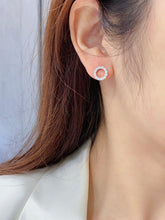 Load image into Gallery viewer, LUOWEND 18K White Gold Real Natural Diamond Stud Earrings for Women
