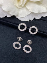 Load image into Gallery viewer, LUOWEND 18K White Gold Real Natural Diamond Stud Earrings for Women