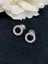 Load image into Gallery viewer, LUOWEND 18K White Gold Real Natural Diamond Stud Earrings for Women