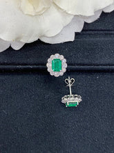 Load image into Gallery viewer, LUOWEND 18K White Gold Real Natural Emerald Gemstone Earrings for Women
