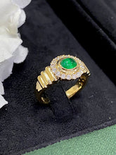 Load image into Gallery viewer, LUOWEND 18K Yellow Gold Real Natural Emerald Gemstone Ring for Women