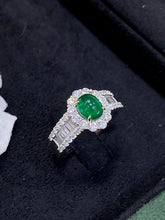 Load image into Gallery viewer, LUOWEND 18K White Gold Real Natural Emerald and Diamond Gemstone Ring for Women