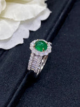 Load image into Gallery viewer, LUOWEND 18K White Gold Real Natural Emerald and Diamond Gemstone Ring for Women