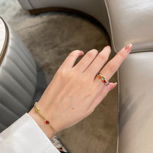 Load image into Gallery viewer, LUOWEND 18K Yellow Gold Real Natural Aquamarine Bracelet for Women