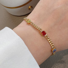 Load image into Gallery viewer, LUOWEND 18K Yellow Gold Real Natural Aquamarine Bracelet for Women