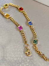 Load image into Gallery viewer, LUOWEND 18K Yellow Gold Real Natural Aquamarine Bracelet for Women