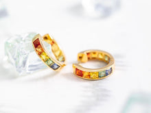 Load image into Gallery viewer, LUOWEND 18K Yellow Gold Real Natural Aquamarine Earrings for Women