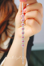 Load image into Gallery viewer, LUOWEND 18K White Gold Real Natural Pink Diamond Bracelet for Women