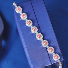 Load image into Gallery viewer, LUOWEND 18K White Gold Real Natural Pink Diamond Bracelet for Women