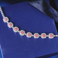 Load image into Gallery viewer, LUOWEND 18K White Gold Real Natural Pink Diamond Bracelet for Women