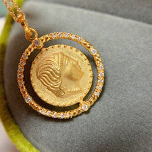 Load image into Gallery viewer, LUOWEND 18K Yellow Gold Real Natural Diamond Pendant Necklace for Women