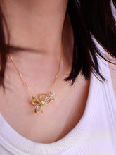 Load image into Gallery viewer, LUOWEND 18K Yellow Gold Real Natural Aquamarine Necklace for Women