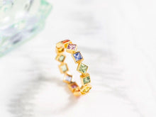 Load image into Gallery viewer, LUOWEND 18K Yellow Gold Real Natural Aquamarine Ring for Women