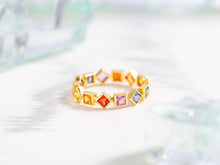 Load image into Gallery viewer, LUOWEND 18K Yellow Gold Real Natural Aquamarine Ring for Women