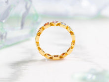 Load image into Gallery viewer, LUOWEND 18K Yellow Gold Real Natural Aquamarine Ring for Women