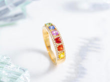 Load image into Gallery viewer, LUOWEND 18K Yellow Gold Real Aquamarine Ring for Women