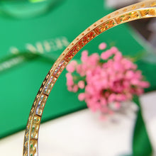 Load image into Gallery viewer, LUOWEND 18K Rose Gold Real Natural Aquamarine Bangle for Women