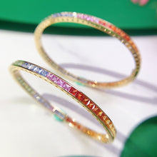 Load image into Gallery viewer, LUOWEND 18K Rose Gold Real Natural Aquamarine Bangle for Women