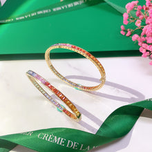 Load image into Gallery viewer, LUOWEND 18K Rose Gold Real Natural Aquamarine Bangle for Women