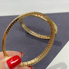 Load image into Gallery viewer, LUOWEND 18K Yellow Gold Natural Color Sapphire Bangle for Women