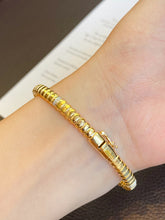 Load image into Gallery viewer, LUOWEND 18K Yellow Gold Real Natural Diamond Bangle for Women