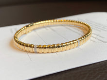 Load image into Gallery viewer, LUOWEND 18K Yellow Gold Real Natural Diamond Bangle for Women