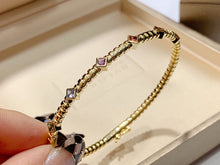 Load image into Gallery viewer, LUOWEND 18K Yellow Gold Real Natural Aquamarine Bangle for Women