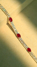 Load image into Gallery viewer, LUOWEND 18K Rose Gold Real Natural Diamond and Ruby Bracelet for Women
