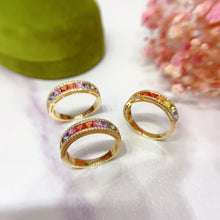 Load image into Gallery viewer, LUOWEND 18K Yellow Gold Real Natural Diamond and Aquamarine Ring for Women