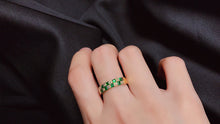 Load image into Gallery viewer, LUOWEND 18K Yellow Gold Real Natural Diamond and Emerald Ring for Women