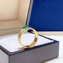 Load image into Gallery viewer, LUOWEND 18K Yellow Gold Real Natural Emerald Ring for Women