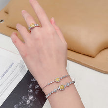 Load image into Gallery viewer, LUOWEND 18K White Gold Real Natural Yellow Diamond Bracelet for Women