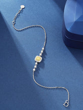 Load image into Gallery viewer, LUOWEND 18K White Gold Real Natural Yellow Diamond Bracelet for Women