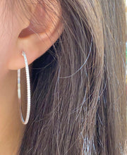 Load image into Gallery viewer, LUOWEND 18K White Gold Real Natural Diamond Hoop Earrings for Women