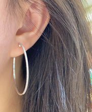 Load image into Gallery viewer, LUOWEND 18K White Gold Real Natural Diamond Hoop Earrings for Women