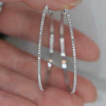 Load image into Gallery viewer, LUOWEND 18K White Gold Real Natural Diamond Hoop Earrings for Women