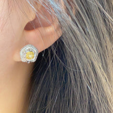 Load image into Gallery viewer, LUOWEND 18K White Gold Real Natural Diamond Stud Earrings for Women