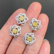 Load image into Gallery viewer, LUOWEND 18K White Gold Real Natural Yellow Diamond Stud Earrings for Women