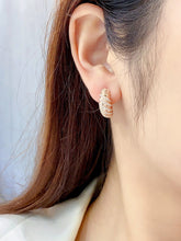 Load image into Gallery viewer, LUOWEND 18K Rose Gold Real Natural Diamond Hoop Earrings for Women