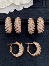 Load image into Gallery viewer, LUOWEND 18K Rose Gold Real Natural Diamond Hoop Earrings for Women