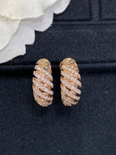Load image into Gallery viewer, LUOWEND 18K Rose Gold Real Natural Diamond Hoop Earrings for Women