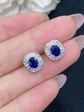 Load image into Gallery viewer, LUOWEND 18K White Gold Real Natural Sapphire Gemstone Earrings for Women