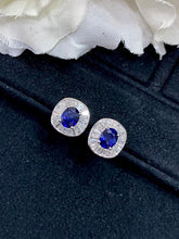 Load image into Gallery viewer, LUOWEND 18K White Gold Real Natural Sapphire Gemstone Earrings for Women